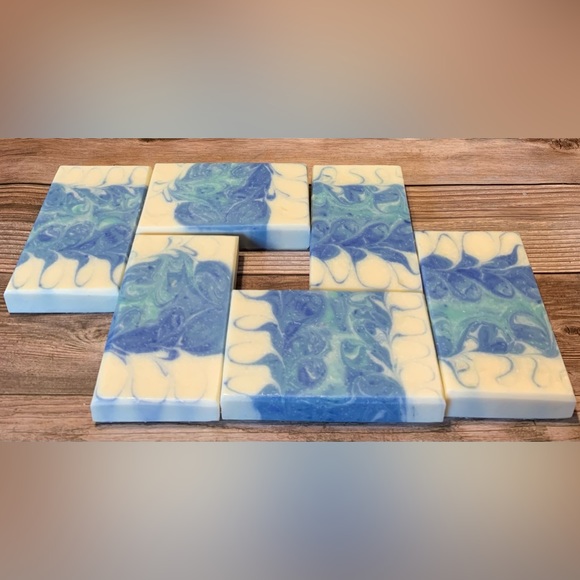 Hand Crafted Artisan Soap with Oatmeal in an Ocean Pattern (One) - Picture 3 of 9